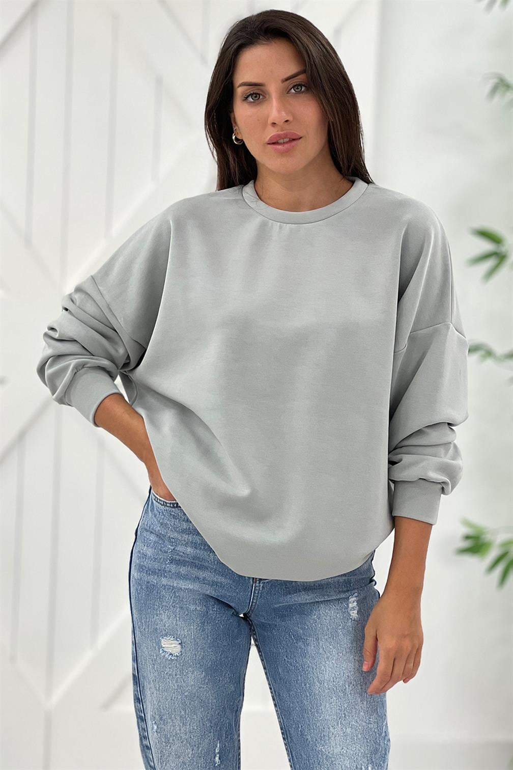 Mint Bisiklet Yaka Basic Modal Sweatshirt 1275