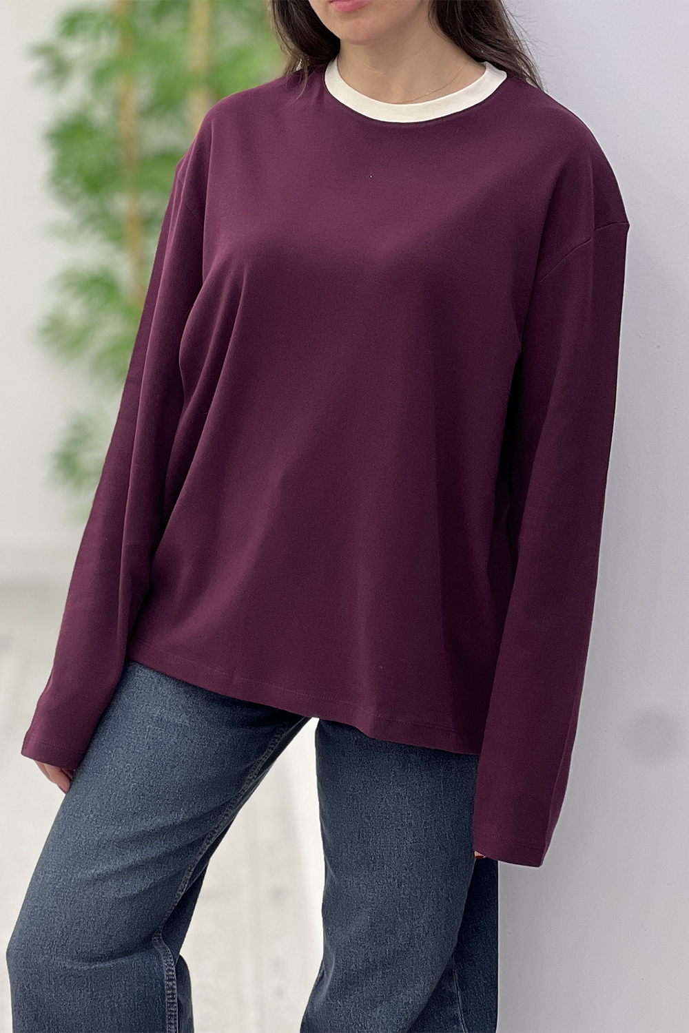 Mürdüm Biyeli Basic Tshirt 241139