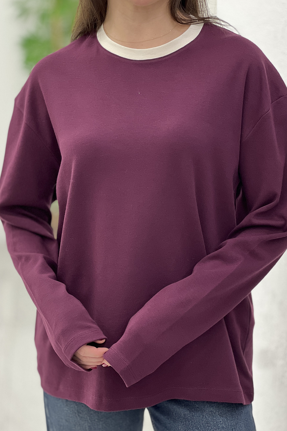 Mürdüm Biyeli Basic Tshirt 241139