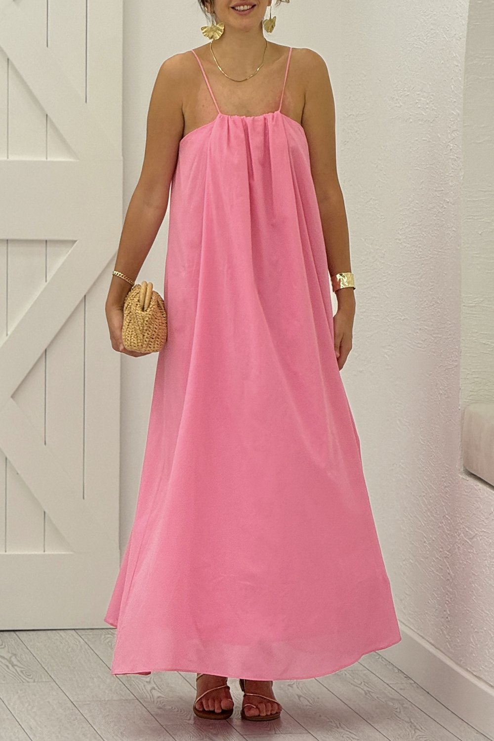 Pembe Askılı Elbise 0504