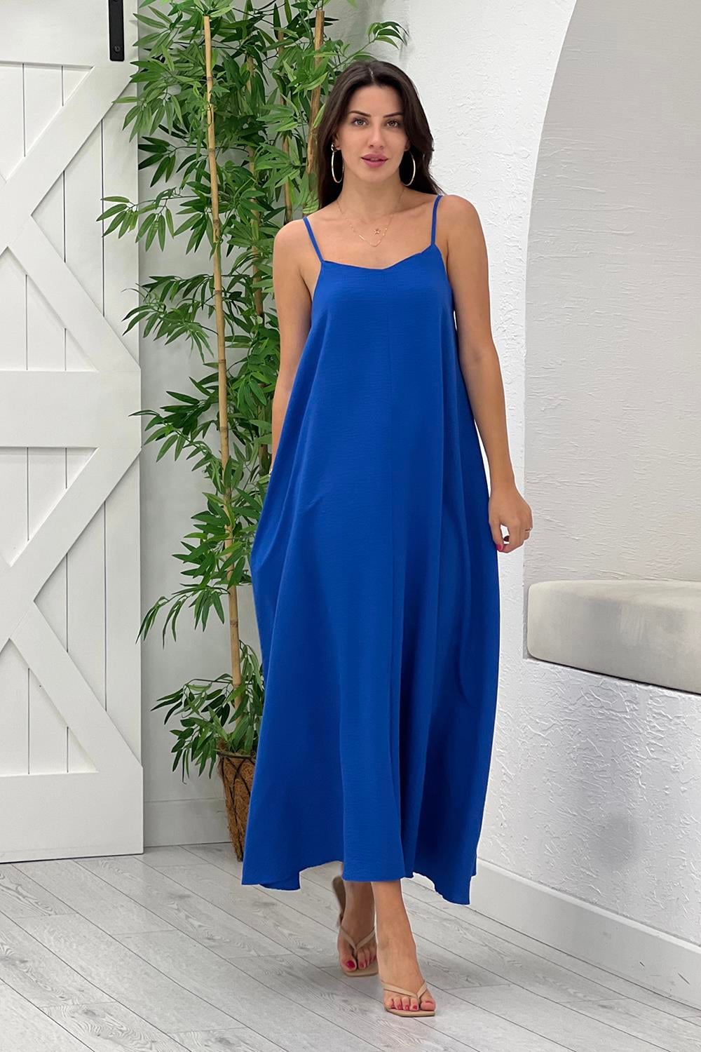 Saks Askılı Elbise 2975
