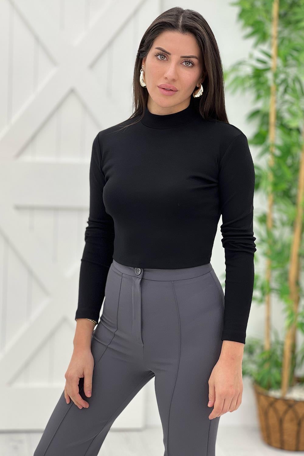 Siyah Balıkçı Yaka Bluz 5126
