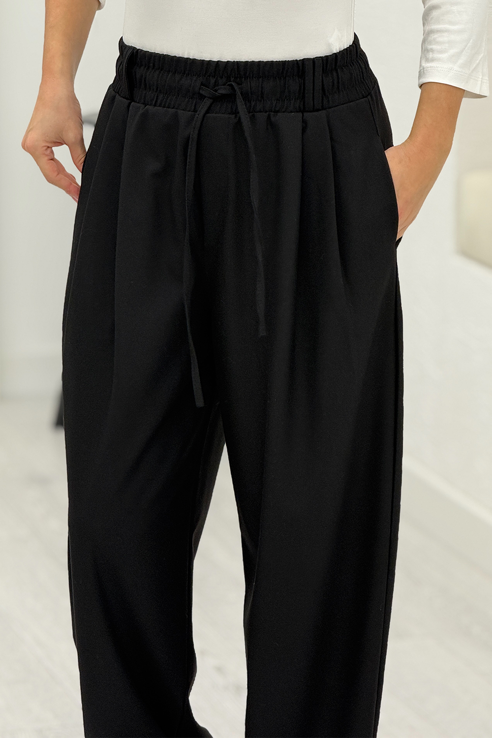 Siyah Beli Lastikli Kumaş Pantolon 2006