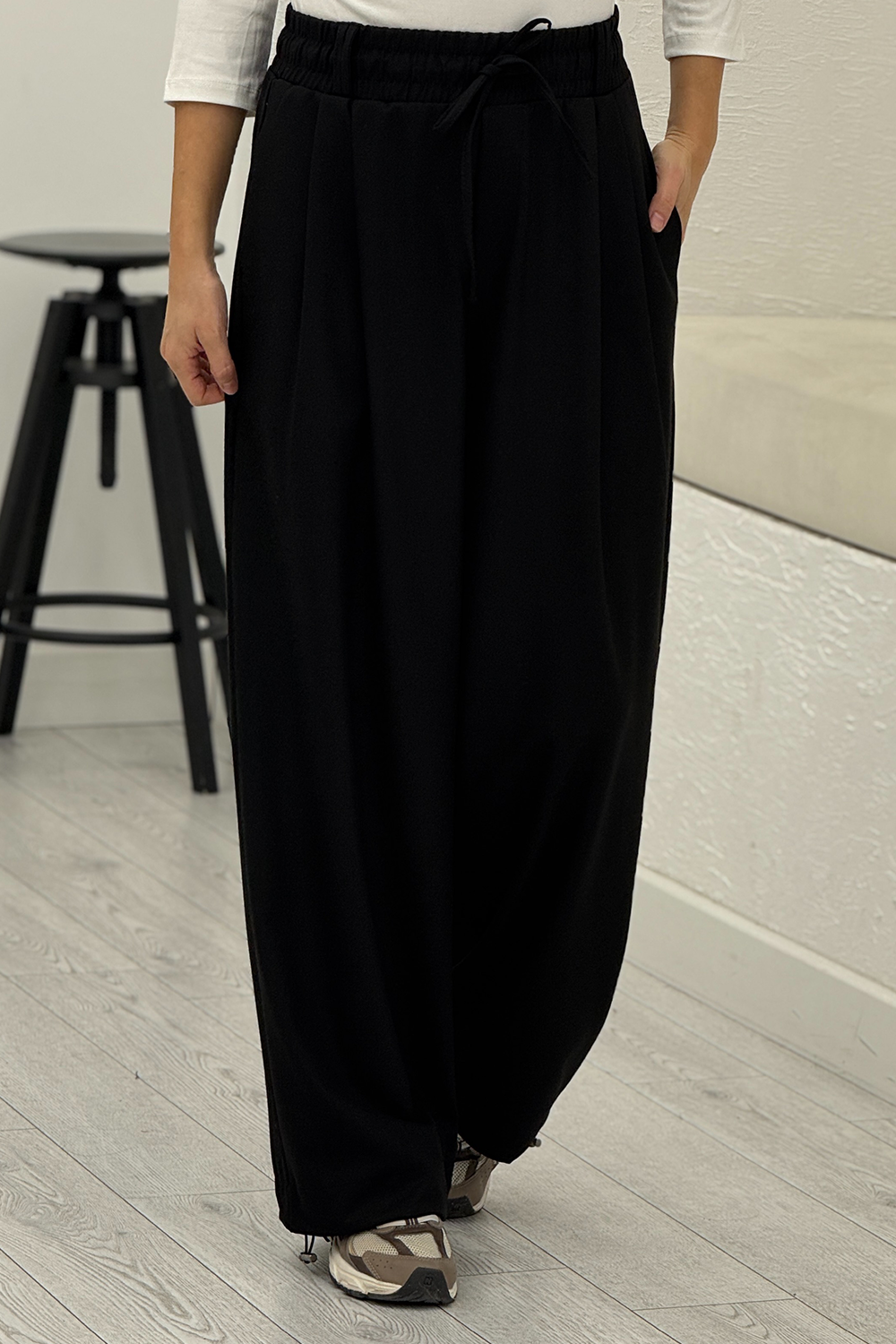 Siyah Beli Lastikli Kumaş Pantolon 2006