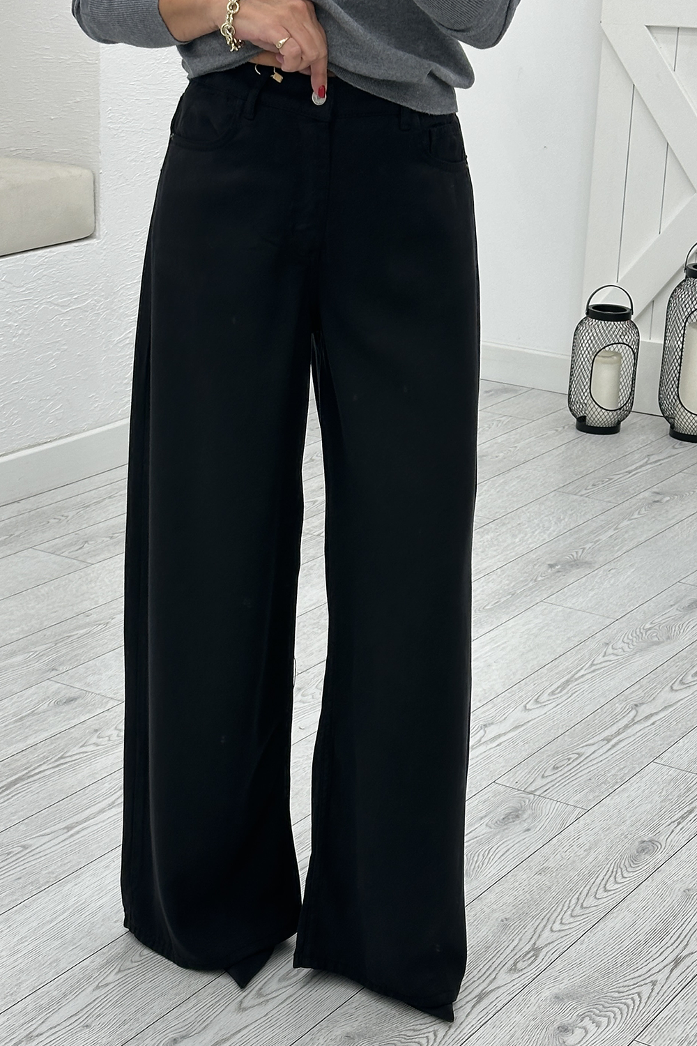 Siyah Beli Lastikli Tensel Pantolon 01073