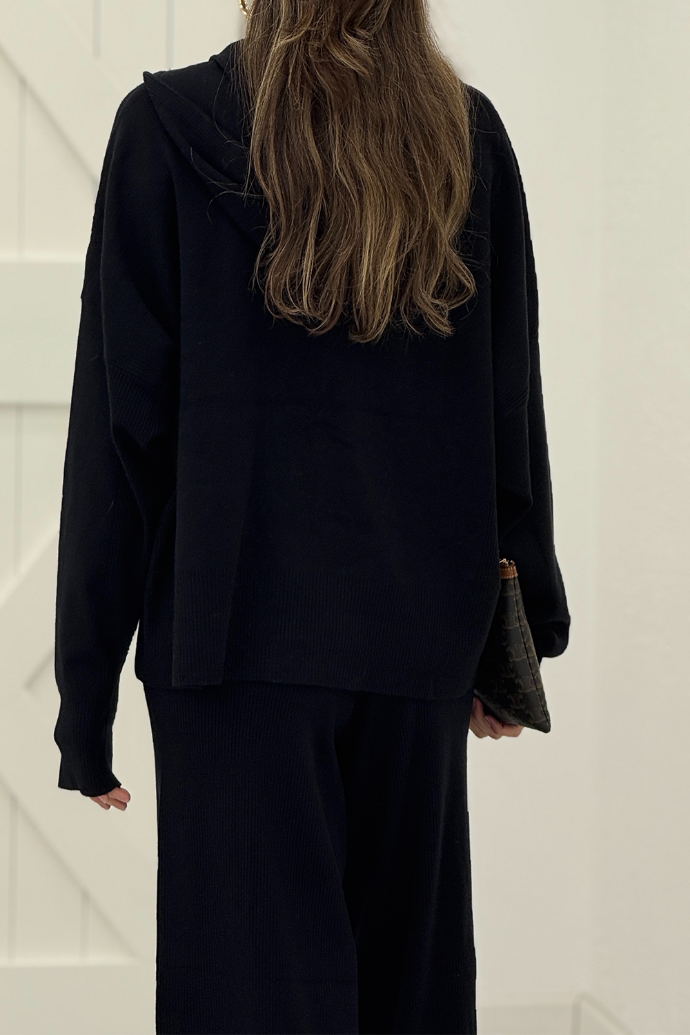 Siyah Core-Spun Fermuarlı Kapüşonlu Takım 24160