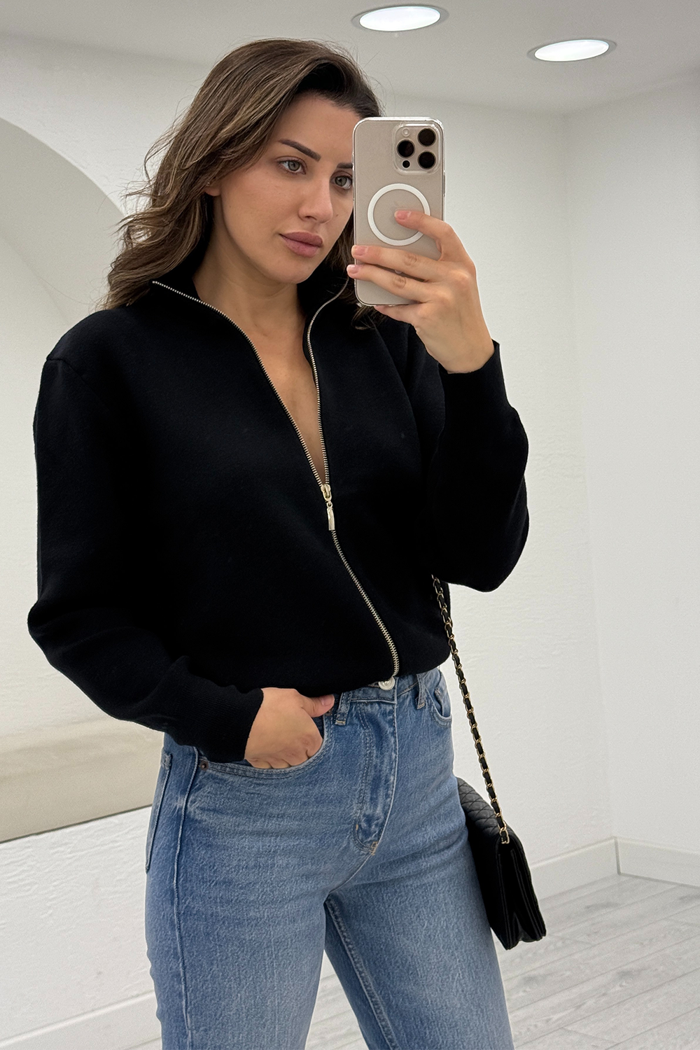 Siyah Fermuarlı Hırka 24171