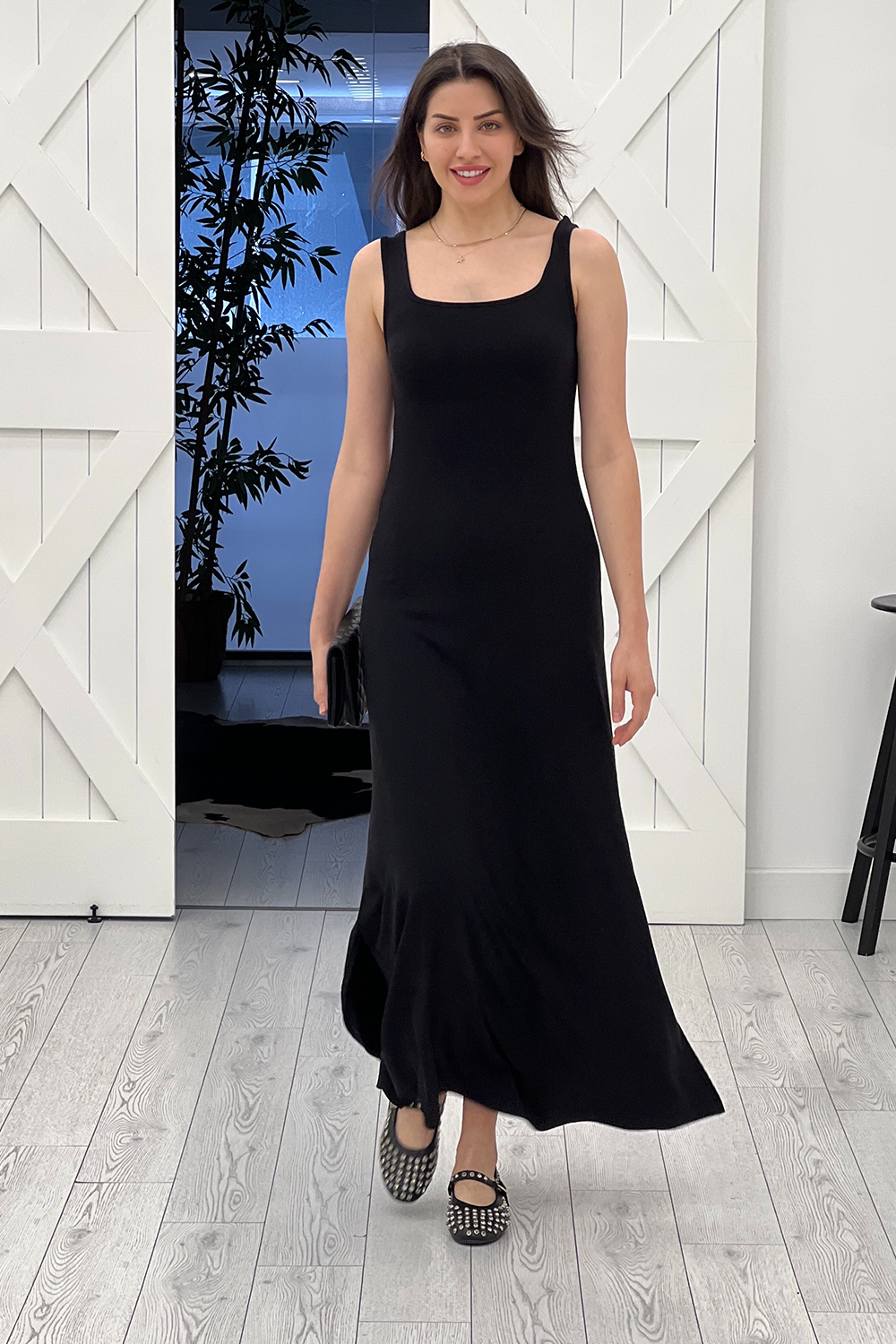 Siyah Fitilli Elbise 2797