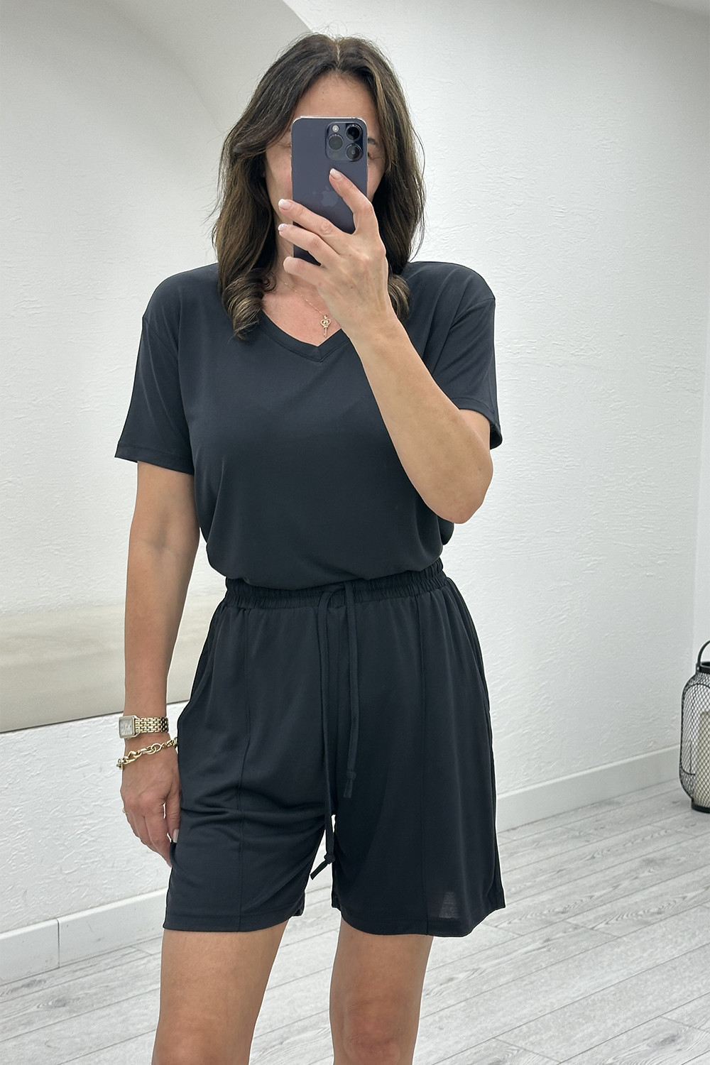 Siyah Modal Tshirt Şort Takım 3928
