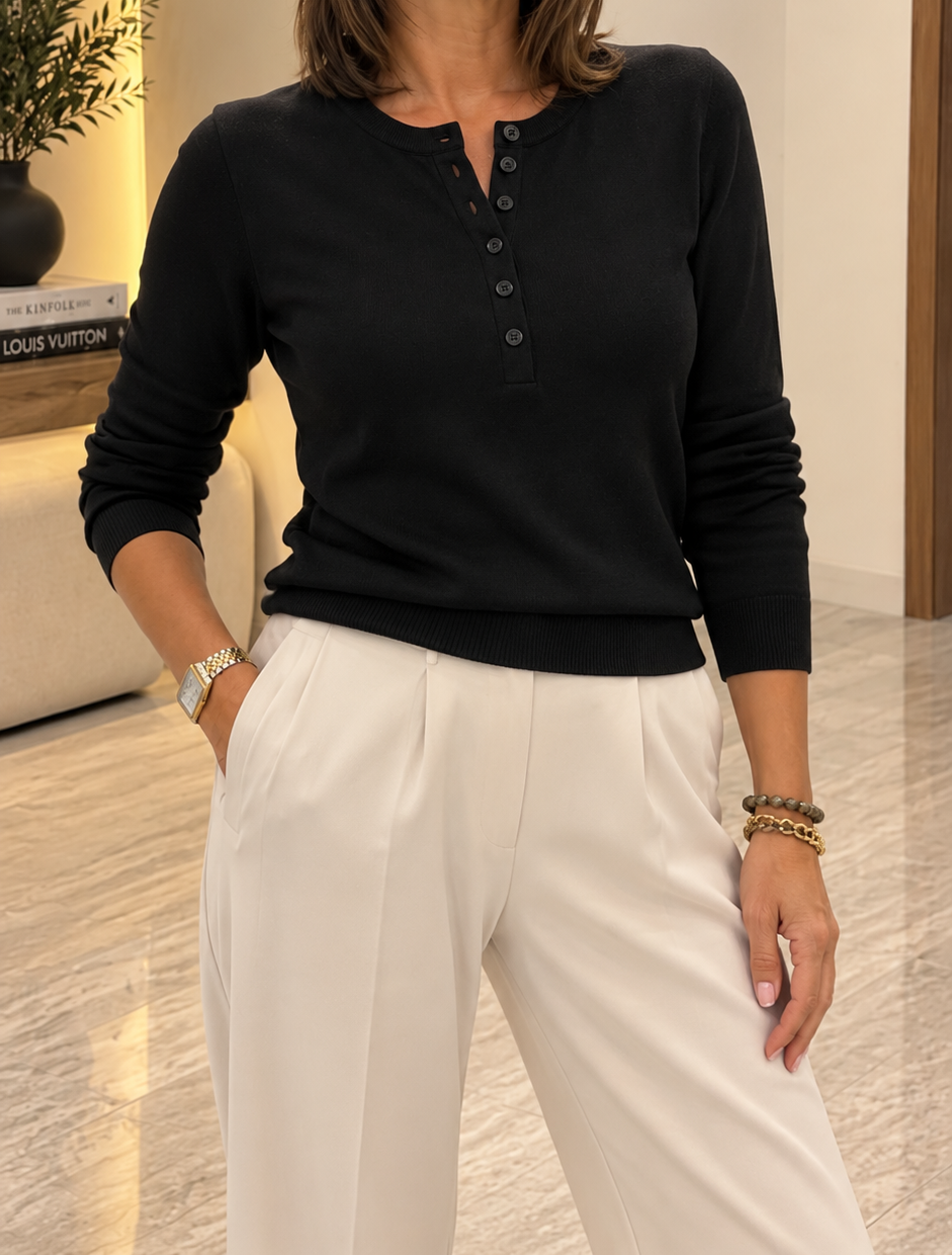 Siyah Önü Düğmeli Triko 25172