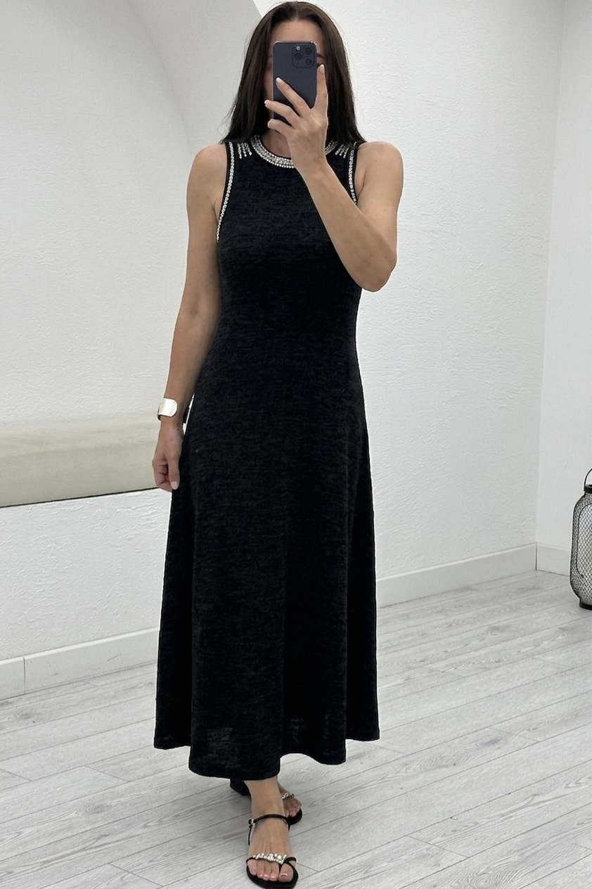 Siyah Örme Elbise 8457