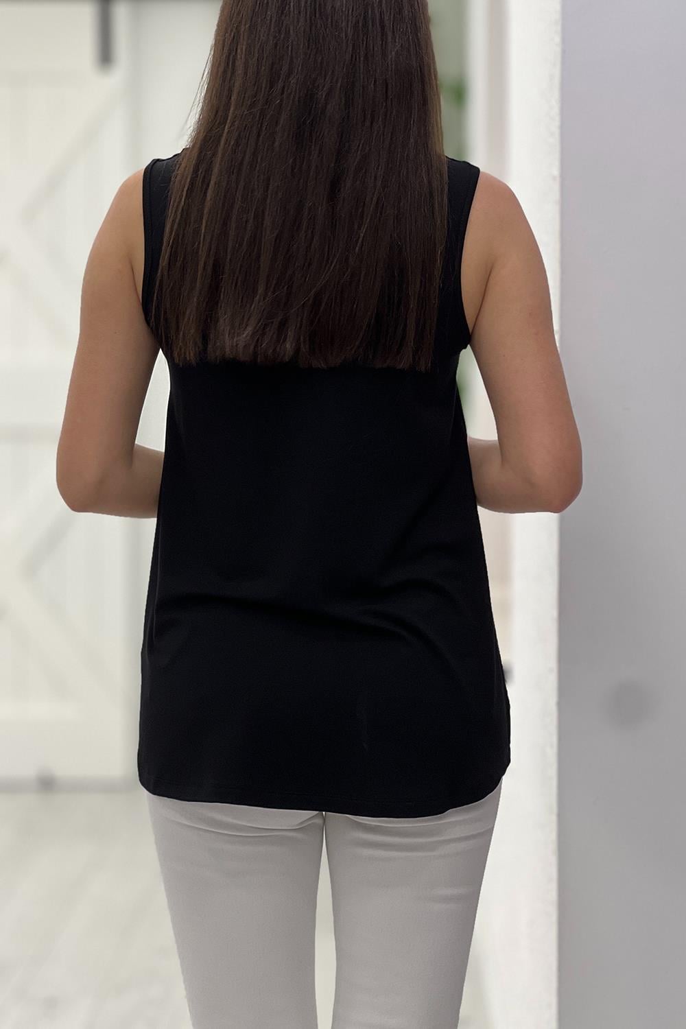 Siyah Sıfır Kol Basic Atlet 441