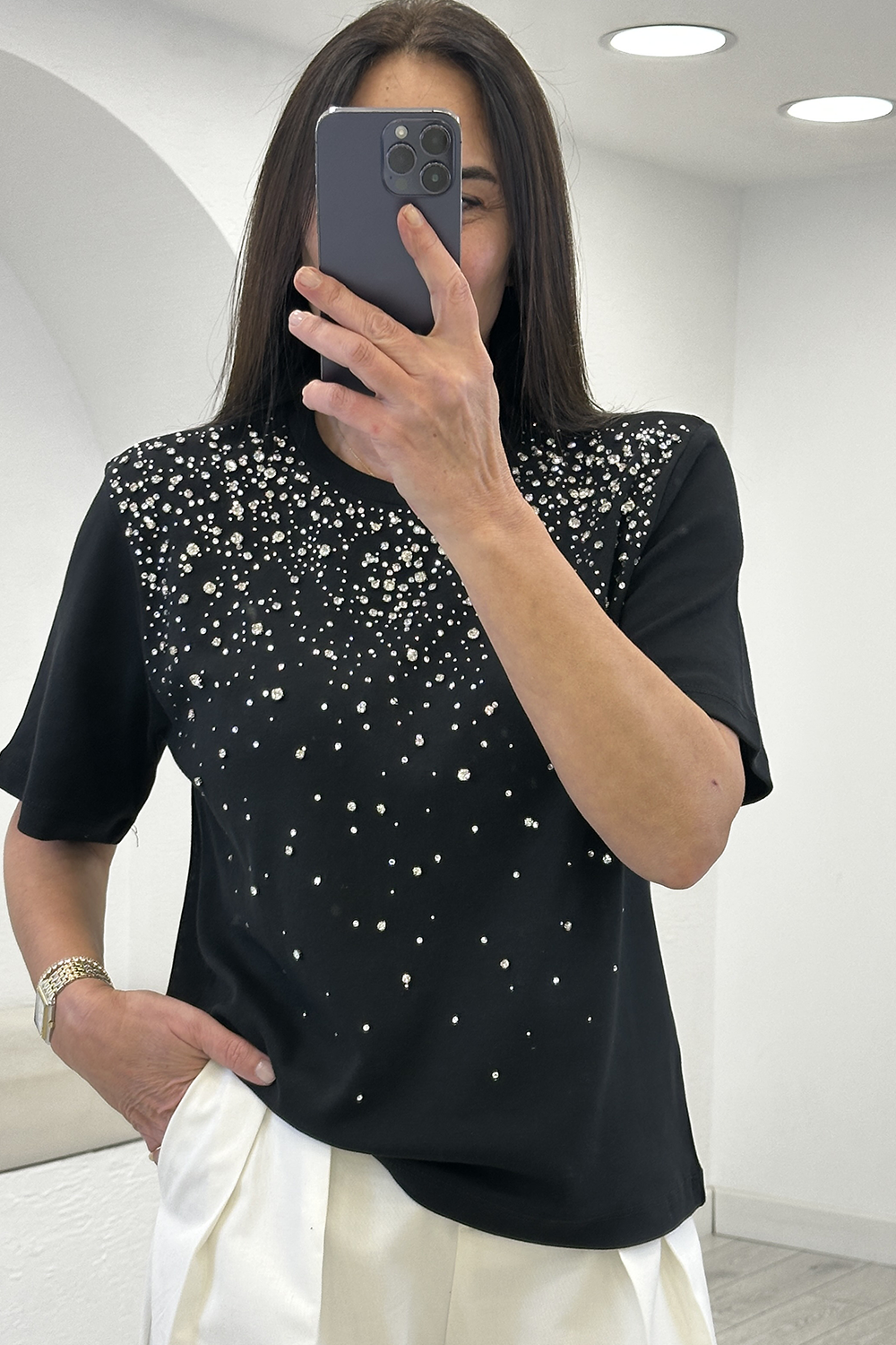 Siyah Taşlı Tshirt 3646