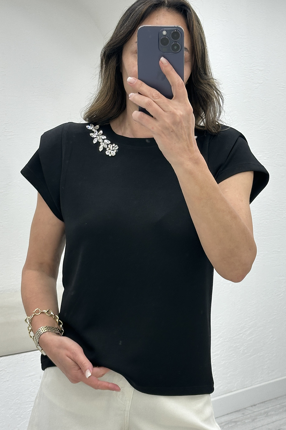 Siyah Taşlı Tshirt 3942