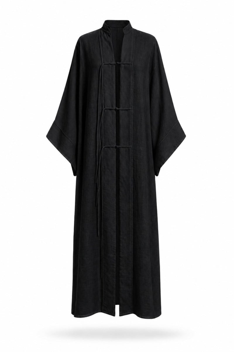 Siyah Uzun İp Bağcıklı Kimono 3467