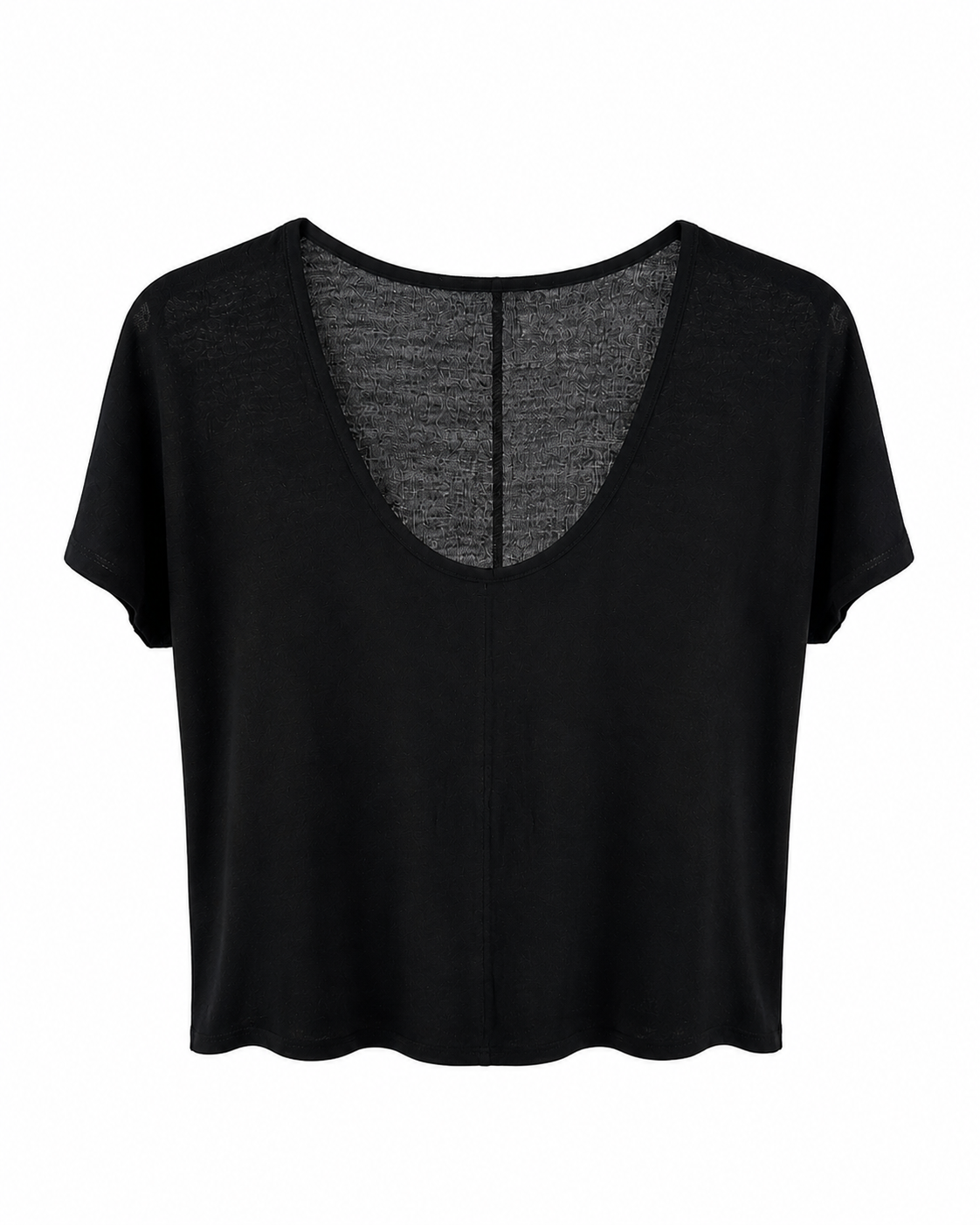 Siyah V Yaka Dökümlü Tshirt 26319