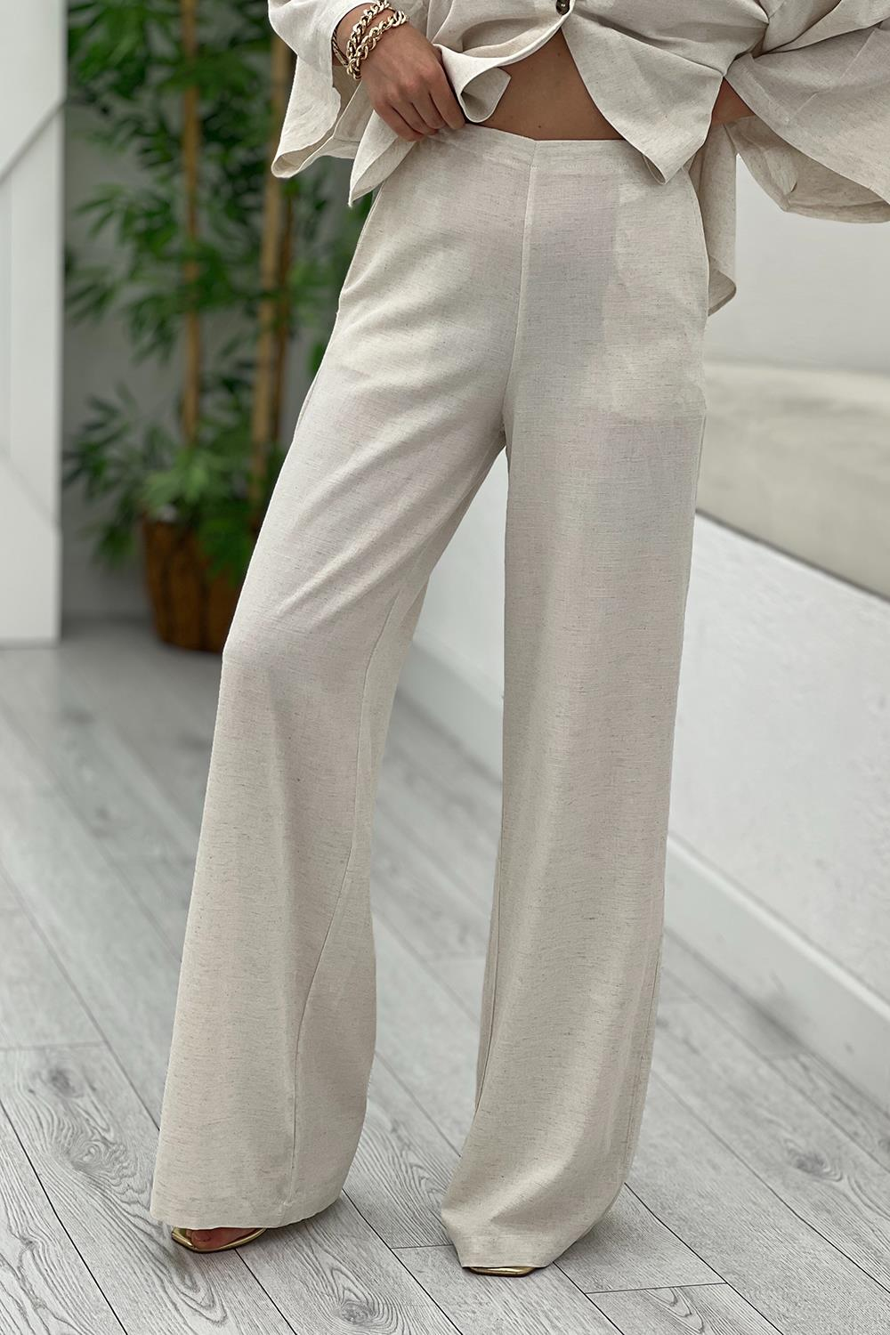 Taş Keten Kimono Pantolon Takım 05139