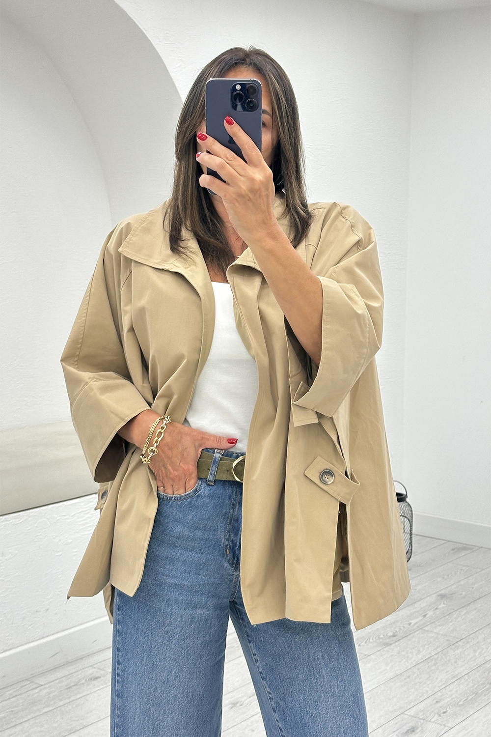Taş Oversize Kısa Trençkot 87159