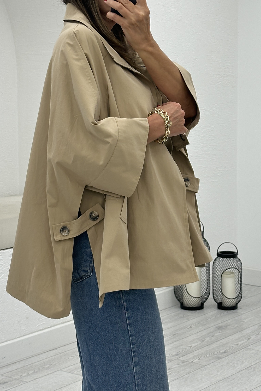 Taş Oversize Kısa Trençkot 87159