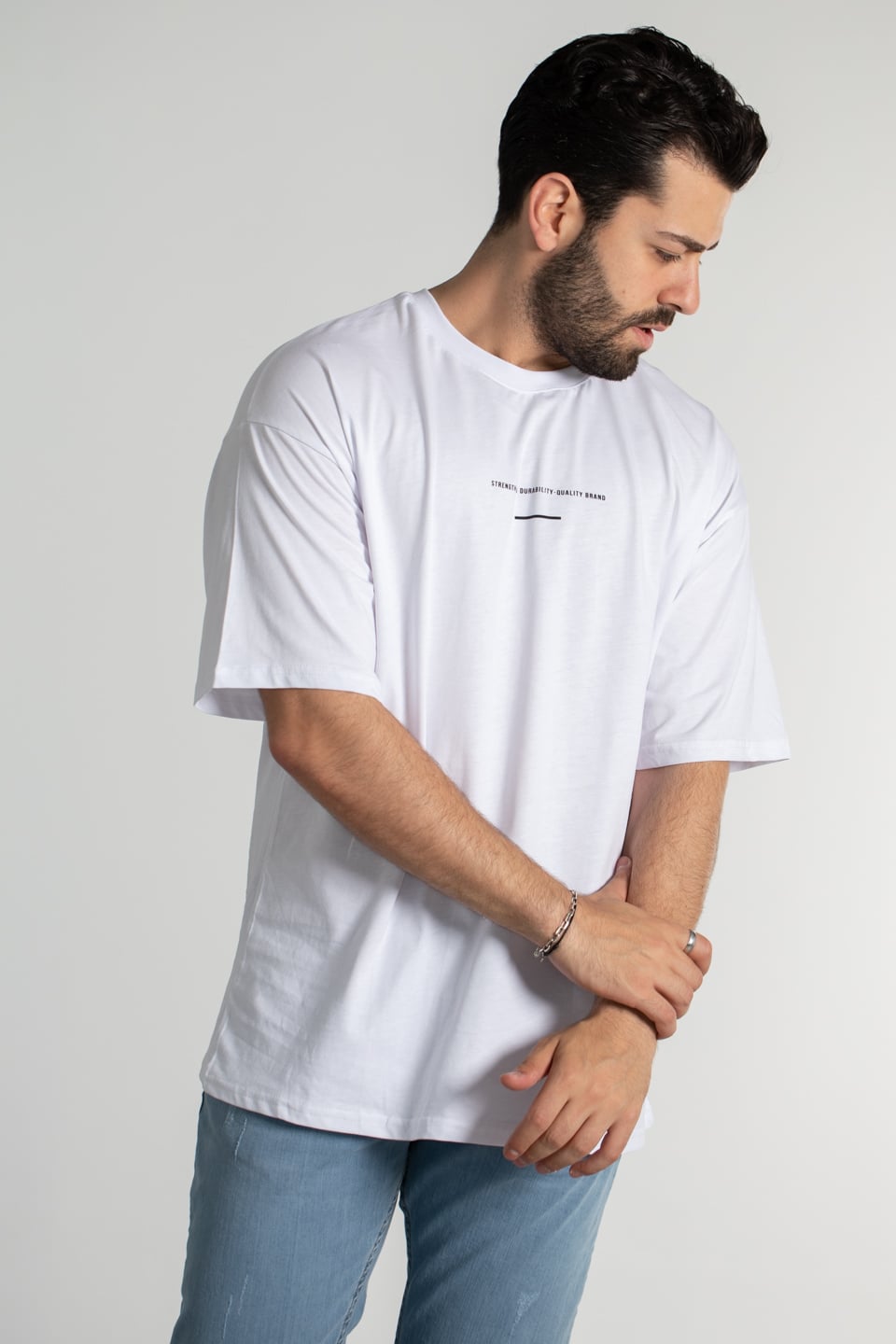 1997 baskılı oversıze t-shırt-4011 Beyaz