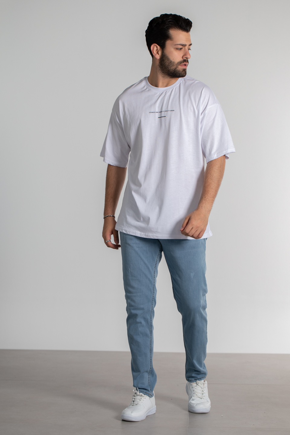 1997 baskılı oversıze t-shırt-4011 Beyaz