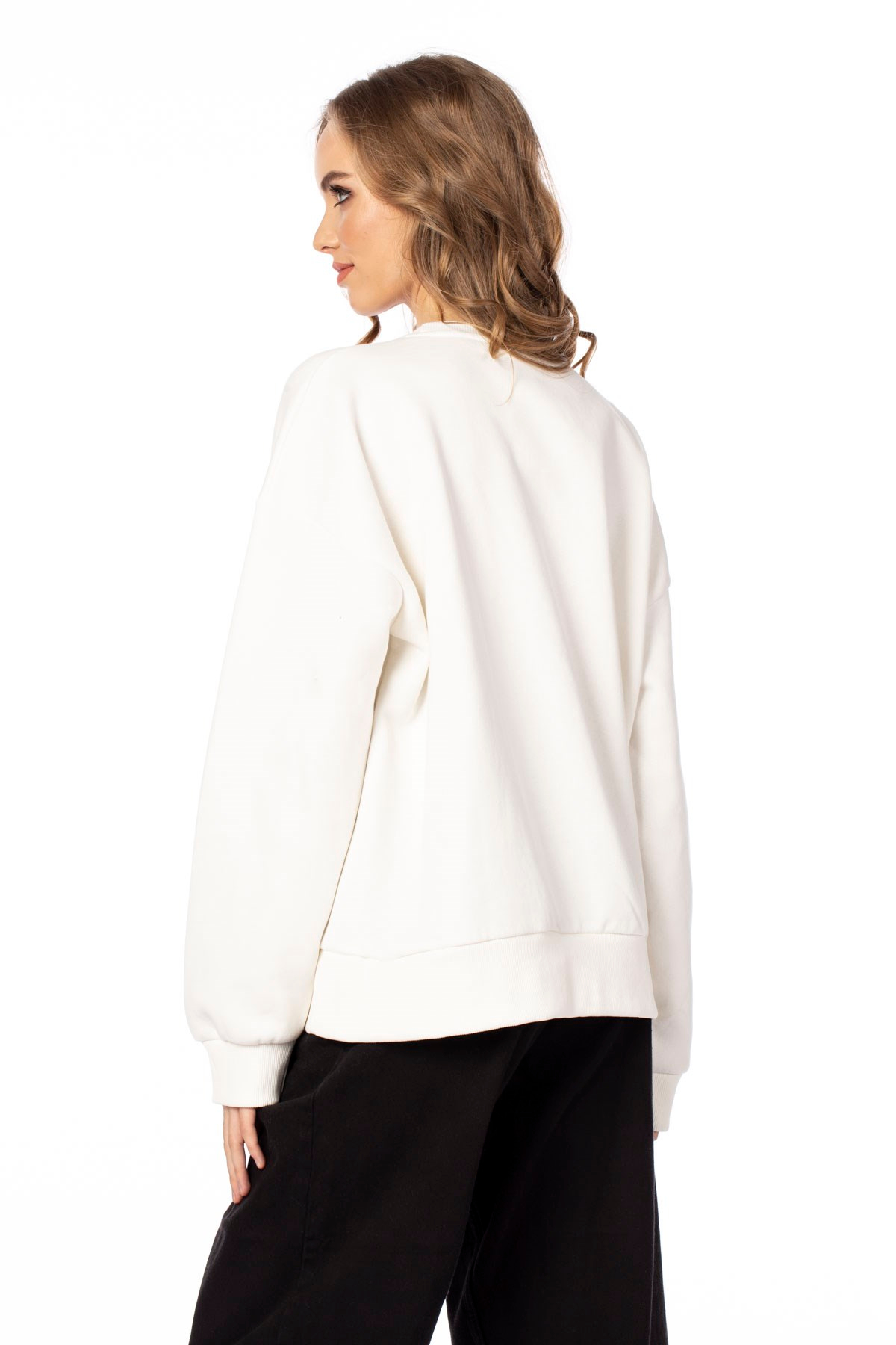 34 pul nakışlı sweatshirt-303 Ekru
