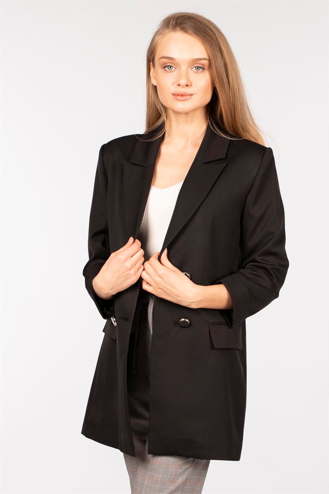 4 Düğmeli Blazer Ceket-Siyah