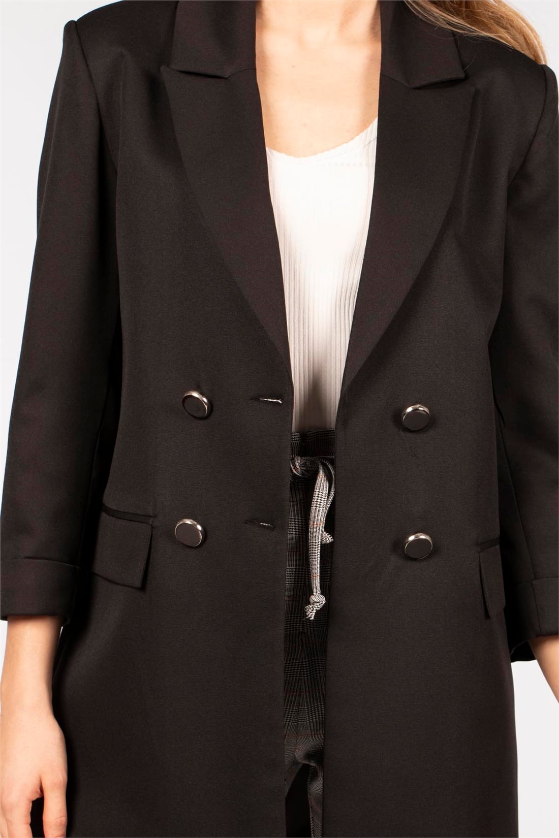 4 Düğmeli Blazer Ceket-Siyah