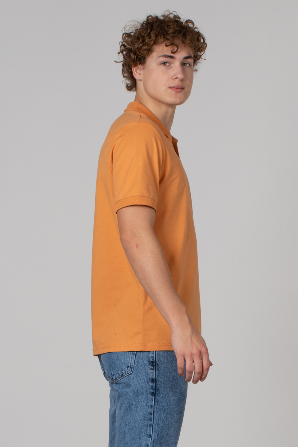 Açık pat likralı pike t-shırt-2141 Hardal
