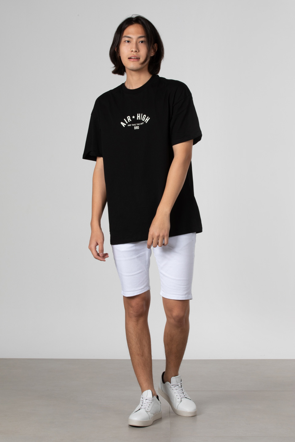Air hıgh baskılı oversize t-shirt-1024 Siyah