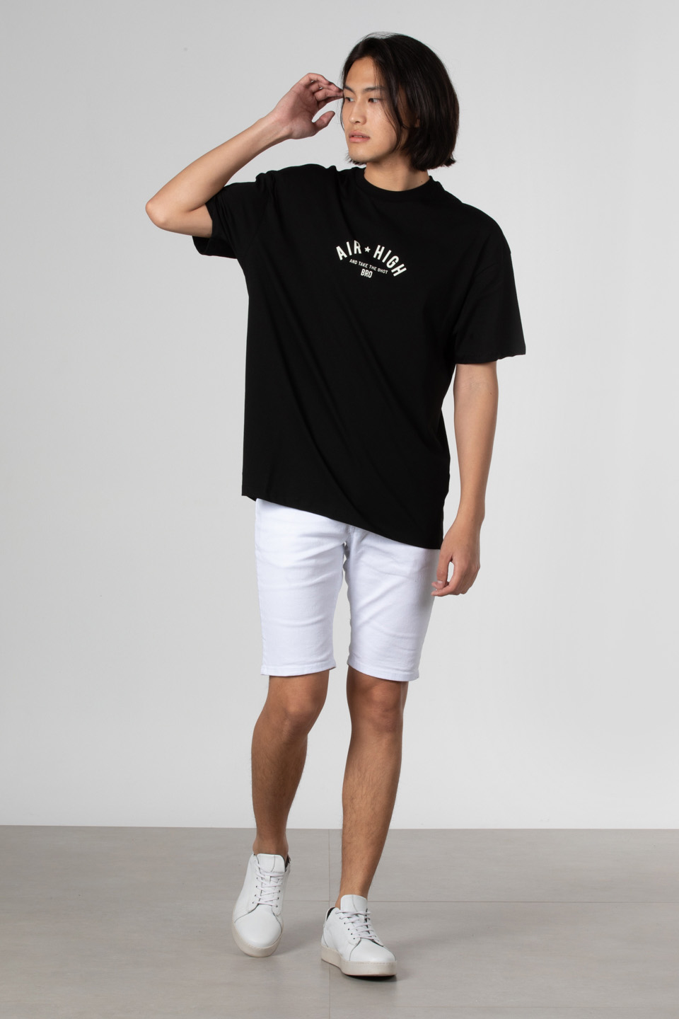 Air hıgh baskılı oversize t-shirt-1024 Siyah