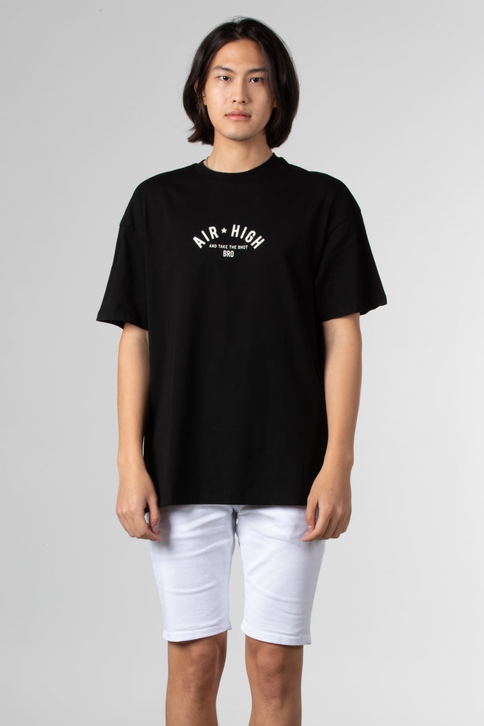 Air hıgh baskılı oversize t-shirt-1024 Siyah