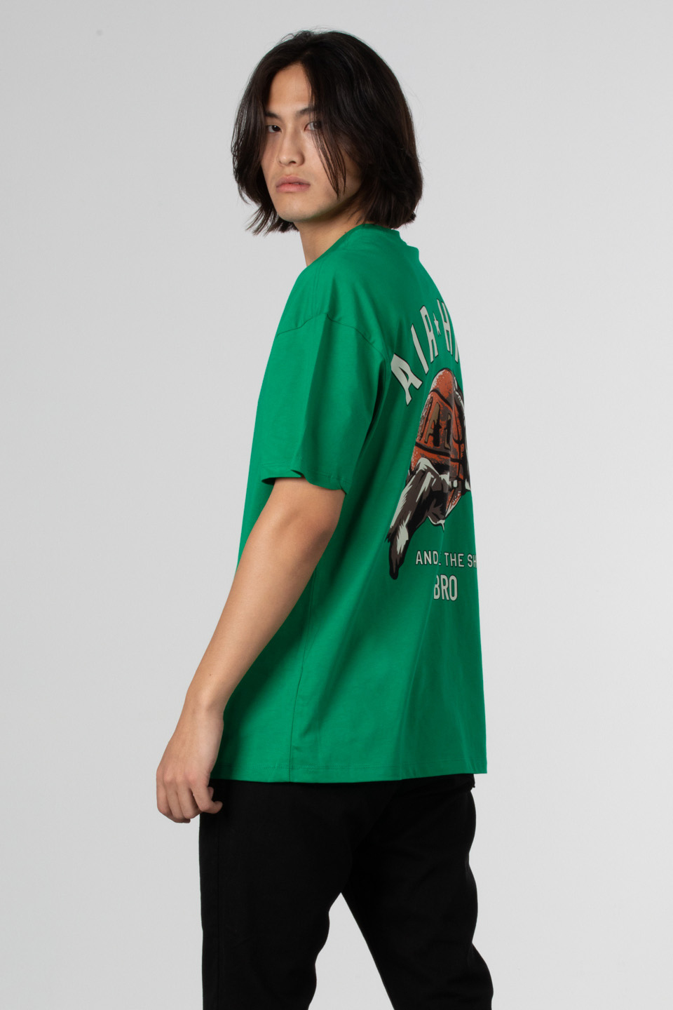 Air hıgh baskılı oversize t-shirt-1024 Yeşil