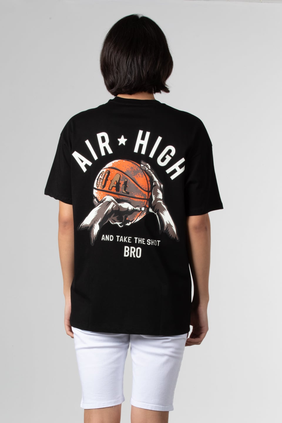 Air hıgh baskılı oversize t-shirt-1024 Siyah