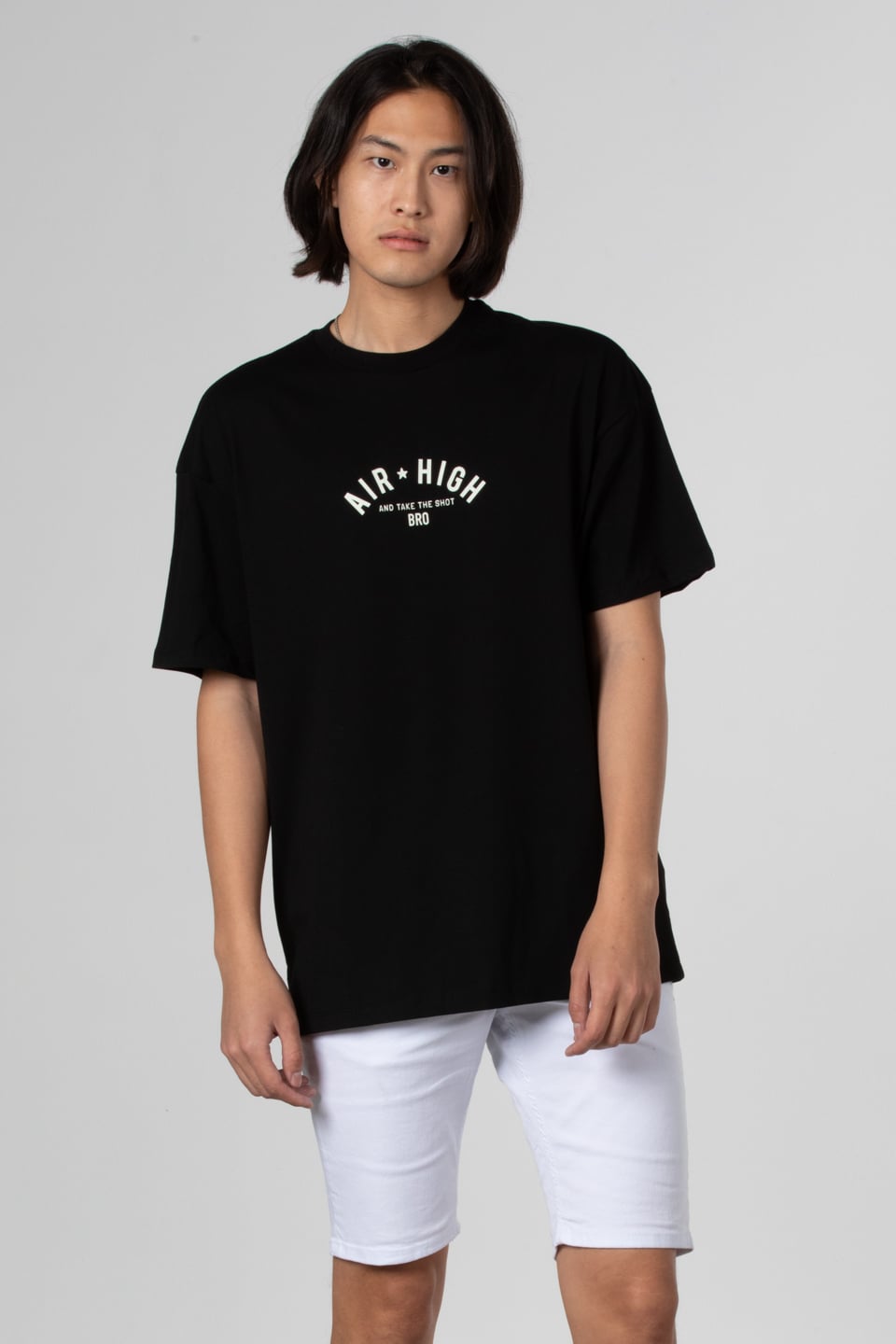 Air hıgh baskılı oversize t-shirt-1024 Siyah