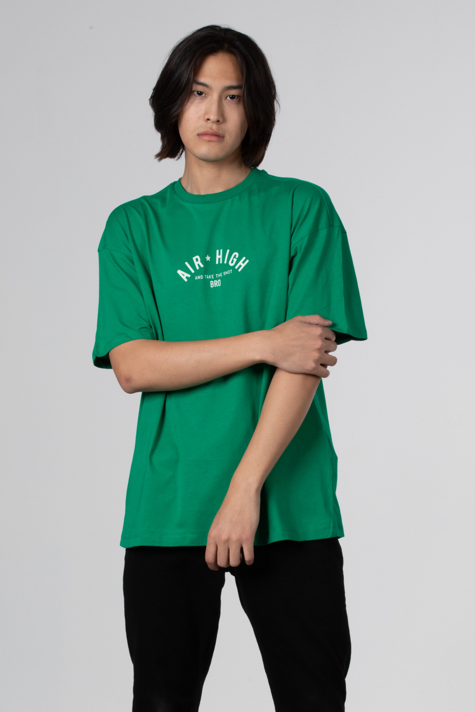 Air hıgh baskılı oversize t-shirt-1024 Yeşil