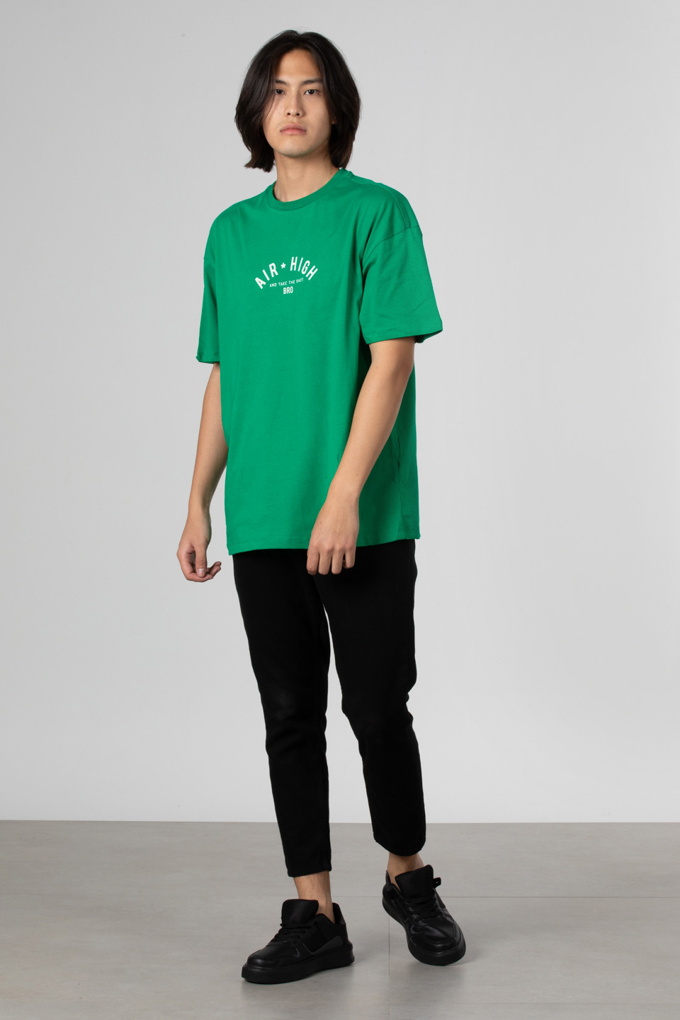 Air hıgh baskılı oversize t-shirt-1024 Yeşil