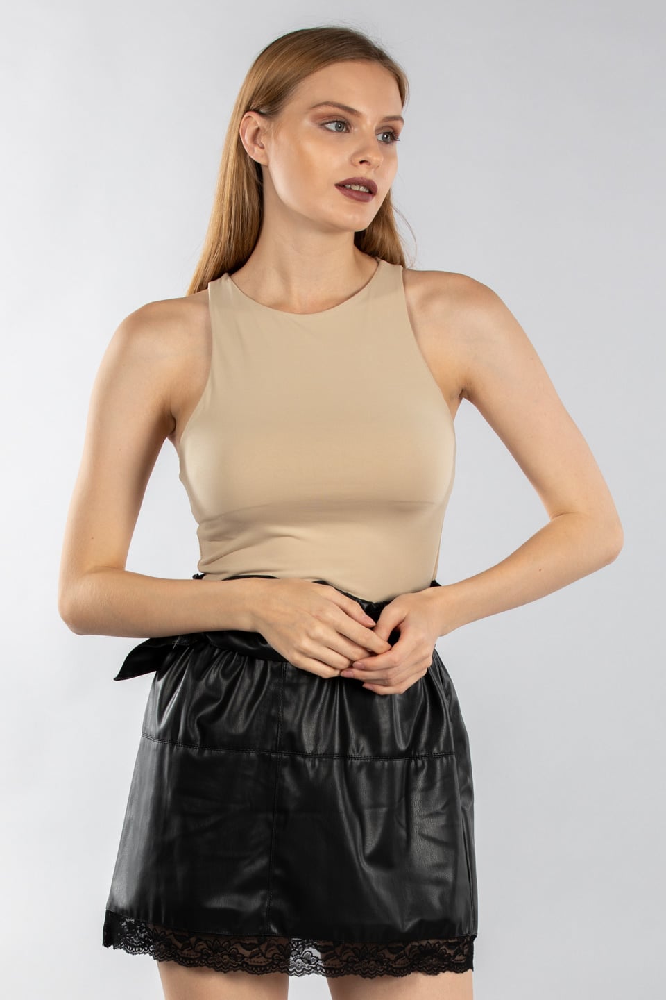 Alttan çıtçıtlı sıfır kol body-1386 Taş