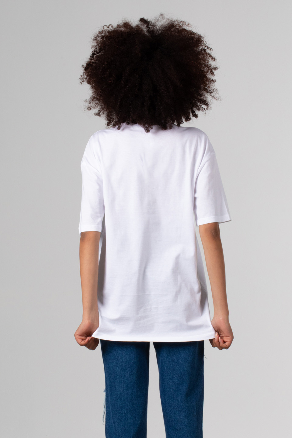 Andımane kabartma baskılı t-shirt-81405 Beyaz