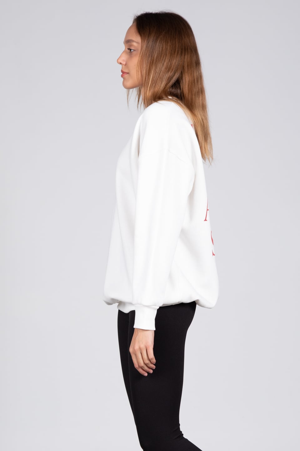 Arka baskı detay sweatshirt-82024 Ekru