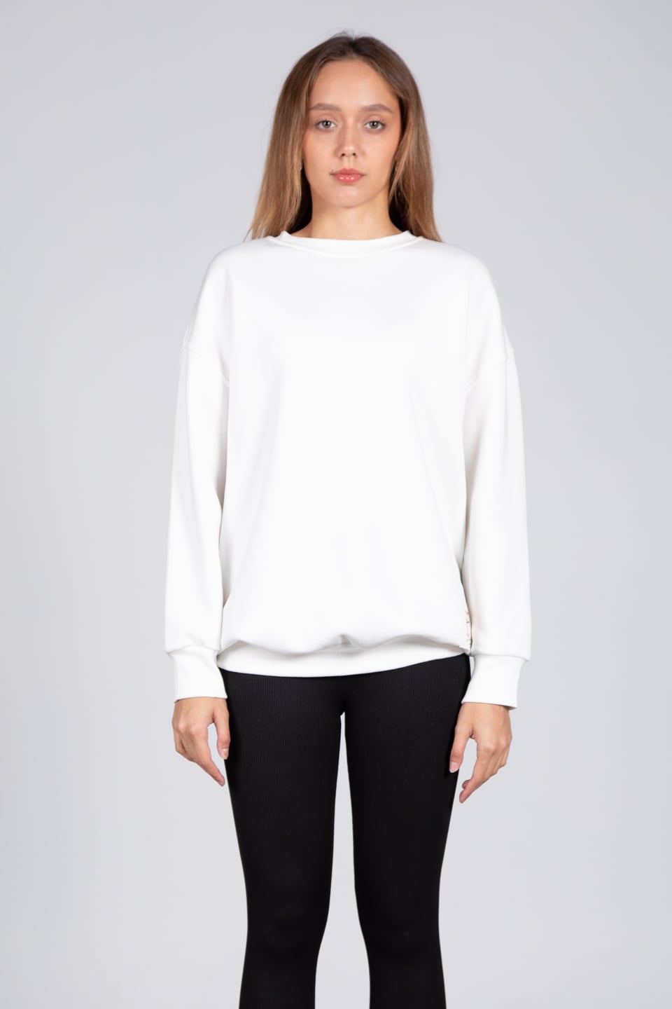 Arka baskı detay sweatshirt-82024 Ekru