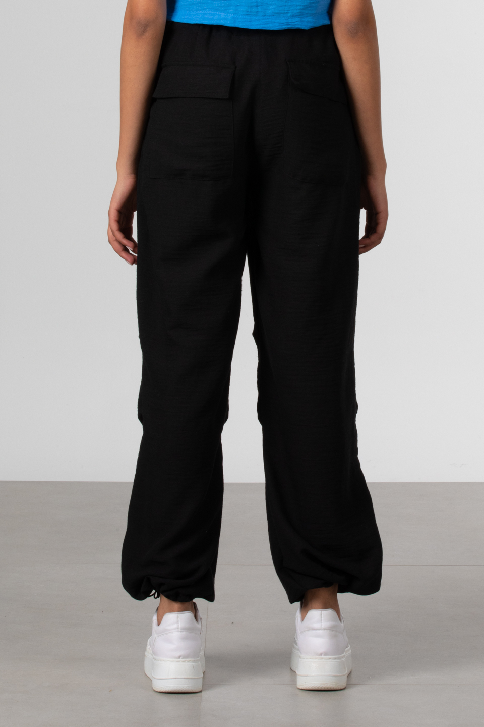 Arka çift cepli pantolon-S0013723 Siyah