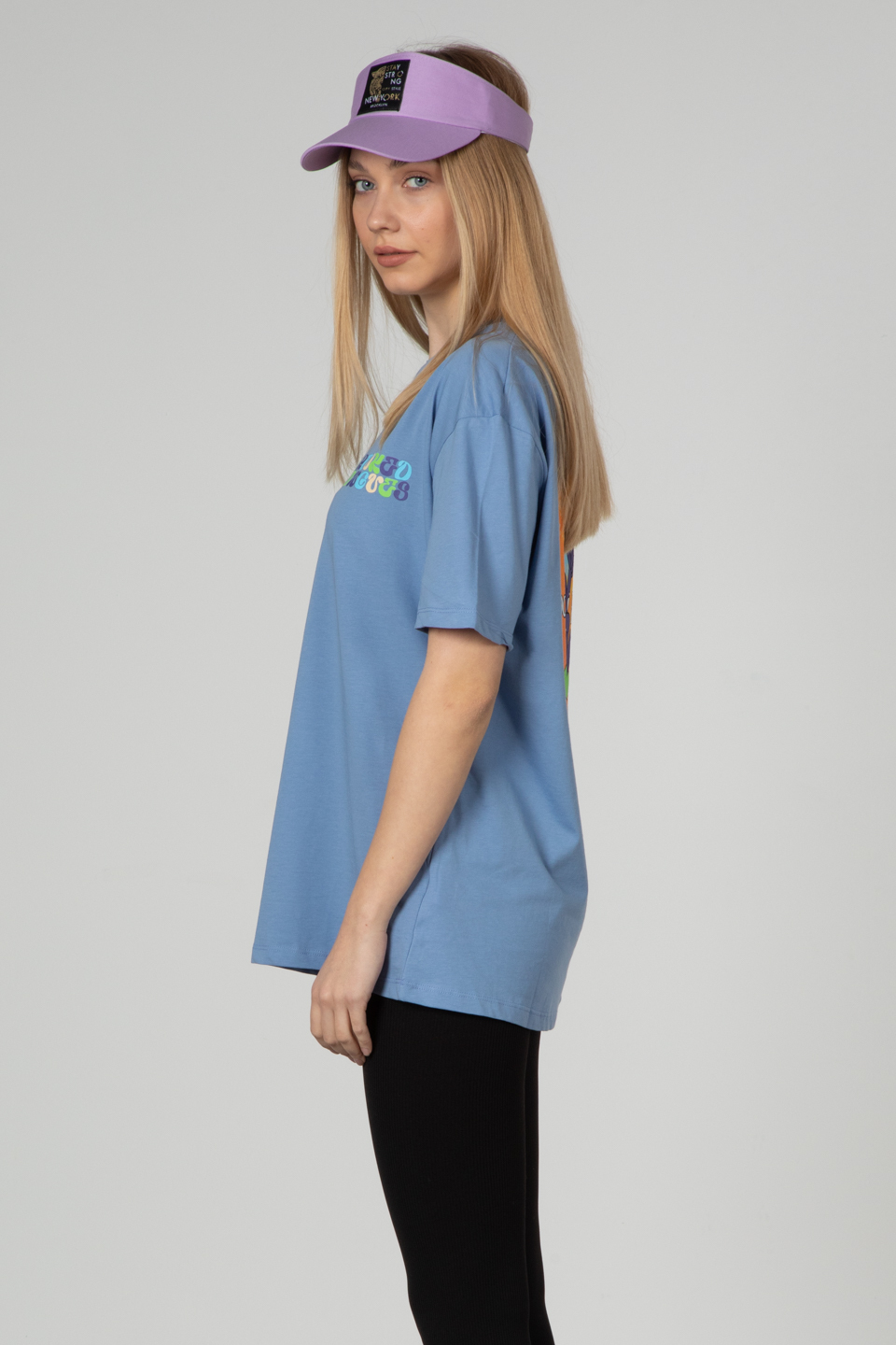 Arka ve ön baskılı t-shirt-81337 Mavi