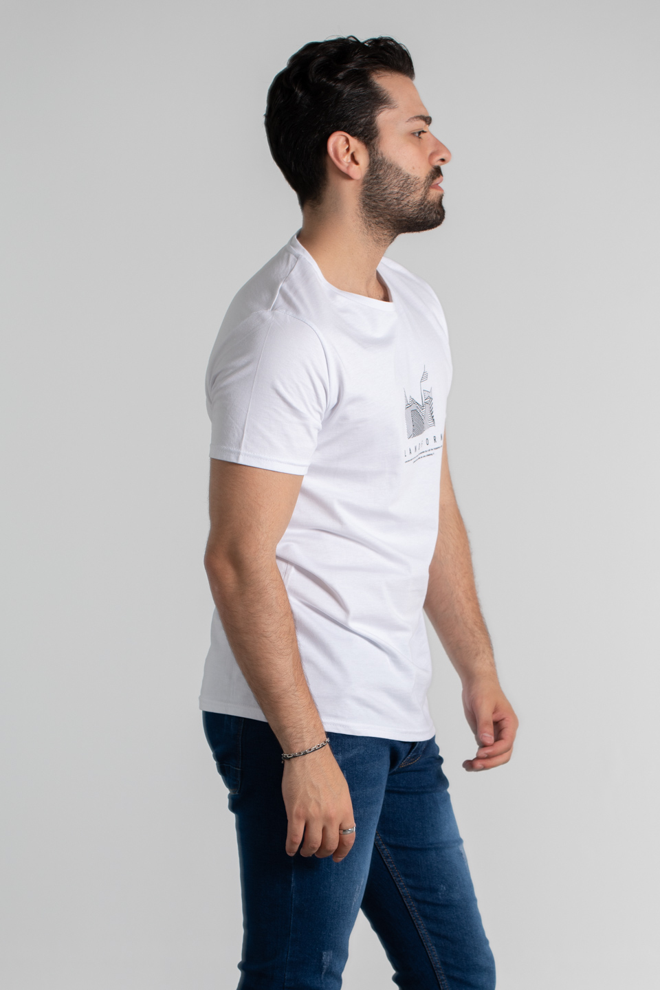 Ashes yazı baskılı bisiklet yaka t-shırt-2100-2 Beyaz