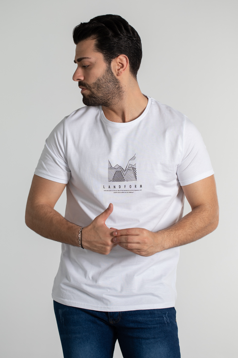 Ashes yazı baskılı bisiklet yaka t-shırt-2100-2 Beyaz