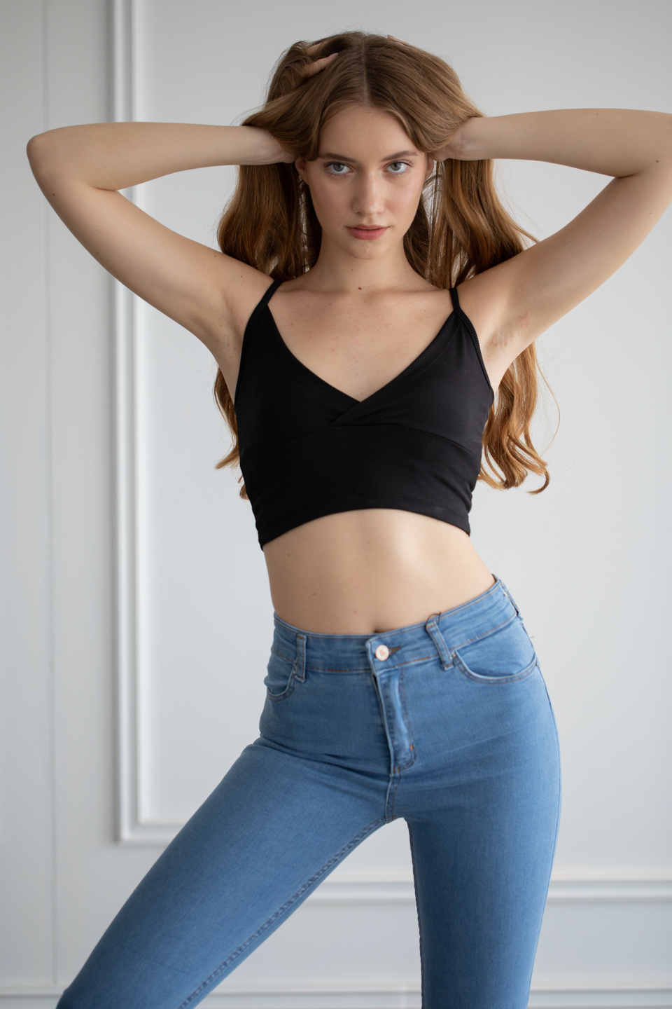 Askılı kruvaze yaka crop-6390 Siyah