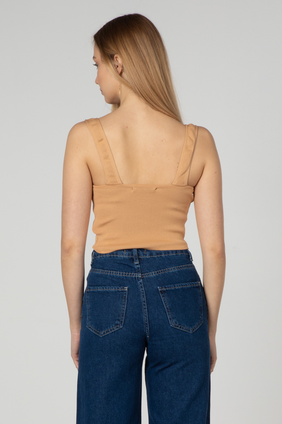 Askılı triko crop-3063 Apricot