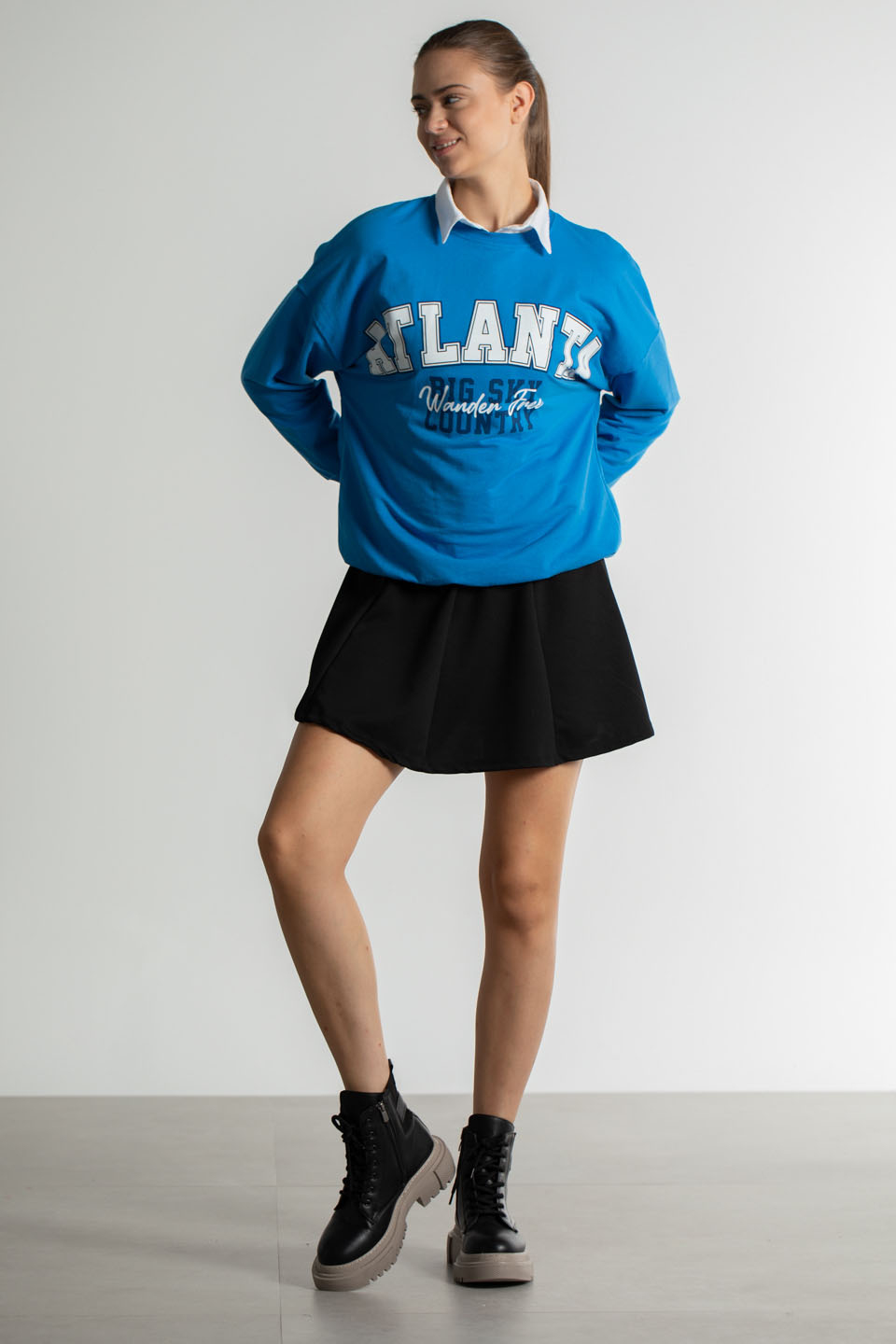 Atlanta Baskılı Sweatshirt - Saks