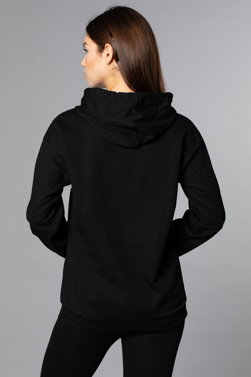 Ayı Baskılı Kapüşonlu Sweatshirt-Siyah