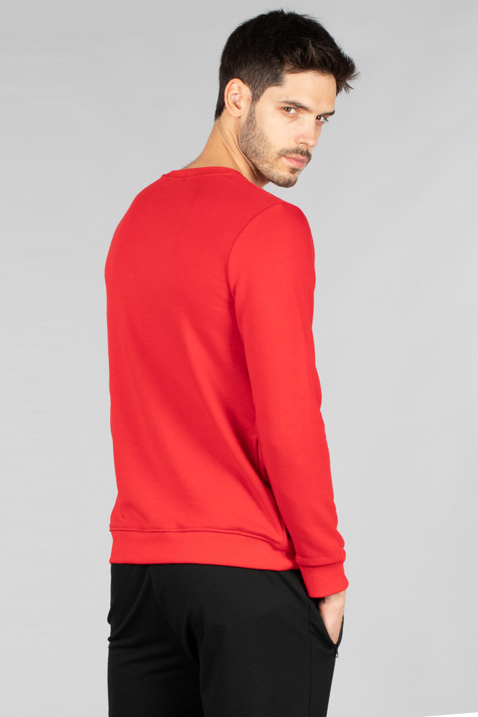 B and oil yazı nakışlı sweatshirt-5035 Kırmızı